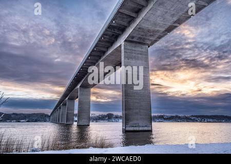 Autobahnbrücke Vejle Fjord, Dänemark Stockfoto