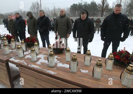 Nicht exklusiv: DNIPRO, UKRAINE - 14. JANUAR 2024 - erster stellvertretender Leiter der regionalen Militärverwaltung Dnipro, Wolodymyr Orlow, Leiter der Dnip Stockfoto