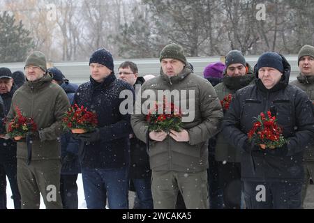 Nicht exklusiv: DNIPRO, UKRAINE - 14. JANUAR 2024 - erster stellvertretender Leiter der regionalen Militärverwaltung Dnipro, Wolodymyr Orlow, Leiter der Dnip Stockfoto