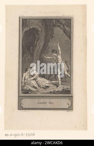 Sohn von Lamekis von einer Bauernfrau, Charles Emmanuel Patas, nach Clément Pierre Marillier, 1786 Druck Paris Papier Radierung / Gravur Märchen und Märchen (mit TITEL) Stockfoto