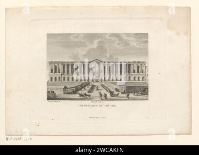 GEZICHT op Het Palais du Louvre Te Parijs, Francois Louis COUCHE, nach Augustin Francois Lemaître, 1818 Druck Paris Papier graviert Stadtansicht im Allgemeinen; 'Veduta'. palace Paris. Louvre Palace Stockfoto