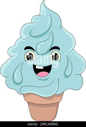 Ein Dessert namens Eis mit Kegel und süßem Charakter Stock Vektor