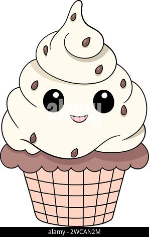 Ein Dessert namens Eis mit Kegel und süßem Charakter Stock Vektor