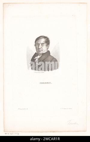 Portret van Antoine Etienne Renaud Augustin Serres, Charles Aimé Forestier (ausgezeichnet an), 1818 - 1832 Druckerei: ParisFrancepublisher: Paris Papierstich historischer Personen. Arzt, Arzt Stockfoto