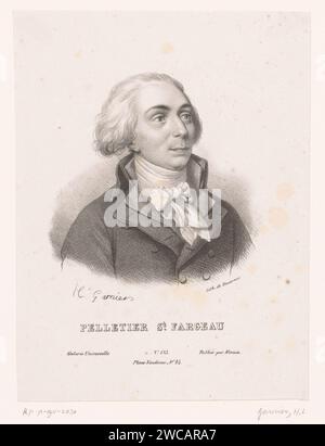 Portret van Louis-Michel Lepeletier de Saint-Fargeau, Hippolyte Louis Garnier, 1823 Druck Paris Papier historische Personen Stockfoto