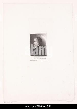 Portret van Charles Frey de Neuville, Bernard Romain Julien, nach Pierre Jean Baptiste Bradel, 1830 Druck Paris Papier historische Personen. Porträt eines Schriftstellers Stockfoto