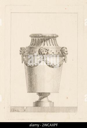 Vaas Puts Guirlands, Just Nathan Francois Boucher, 1755 - 1782 drucken Sie Eine Vase mit Girlanden auf dem Bauch und zwei Griffen. Paris Papier-Ätzvase  Ornament. Ornament  Festoon, Girlande Stockfoto