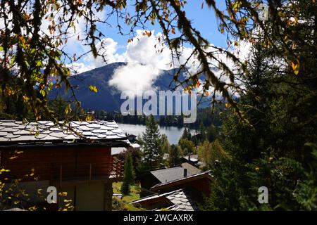 Der Alpengarten Flore-Alpe ist ein botanischer Garten in Champex-Lac, einem Ferienort der Stadt Orsières im Kanton Wallis Stockfoto