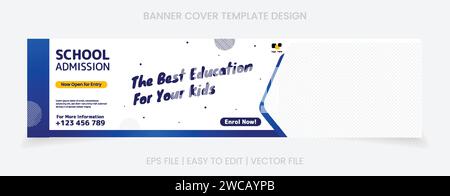 Banner Cover Social-Media-Website Design Schulzulassungsvorlage Design blau gelb Stock Vektor