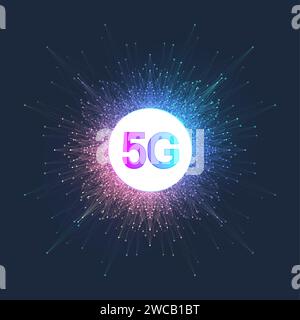 5G-Netzwerk drahtlose Systeme und internet Vector Illustration. Kommunikation Netzwerk. Business Konzept Banner. Künstliche Intelligenz und Maschine Stock Vektor