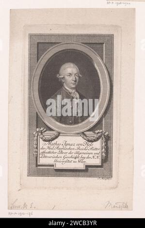 PortraT van Matthias Ignaz von Hess, Johann Ernst Mansfeld, 1749 - 1796 Druckpapier Gravur historischer Personen Stockfoto