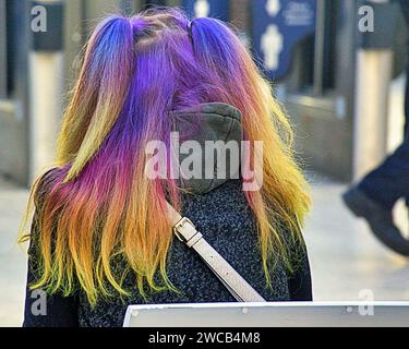 Glasgow, Schottland, Großbritannien. Januar 2024. Wetter in Großbritannien: Eiskalte Nacht mit klarem Himmel sah Frost in der Stadt. Der Hauptbahnhof hatte Wetterverzögerungen. Credit Gerard Ferry/Alamy Live News Stockfoto