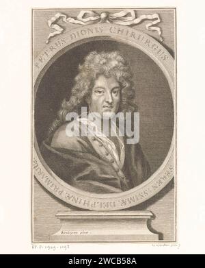 Portret van Pierre Dionis, Anonym, nach Louis de Boullonge (der Junge), 1715 Druck Frankreich Papier graviert historische Personen Stockfoto