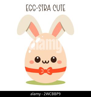 Glückliches osterei mit Hasenohren. Vektorabbildung. Stock Vektor