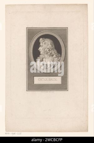 Portret van Charles Le Brun, Augustin de Saint-Aubin, 1805 Druckpapier Gravur historischer Personen. Porträt, Selbstporträt des Grafikers Stockfoto