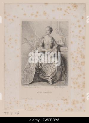 Portret van Madame de Pompadour, Jeanne-Antoinette Poisson, Léopold Flameng, nach Maurice-Quentin de la Tour, 1860 Druckpapier. Ätzen historischer Personen - BB - Frau Stockfoto