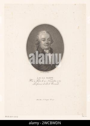 Portret van Jean - Francois de la Harpe, Francois Bonneville, 1796 - 1802 Druck Paris Papier mit historischen Personen. Literatur  Kunst Stockfoto