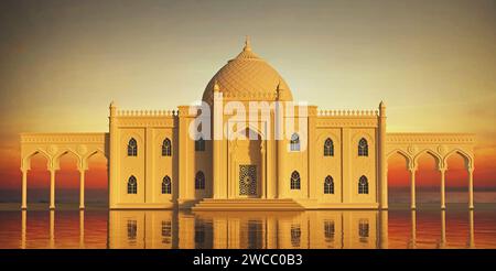 Orientalisches Palastgebäude mit maurischer Fassade Stockfoto