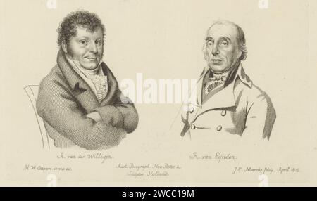 Porträts von Adriaan van der Willigen und Roeland van Eynden, Jacob Ernst Marcus, nach Hendrik Willem Caspari, 1815 Printporträts der Künstler Adriaan van der Willigen und Roeland van Eynden. Amsterdamer Papierätzung Stockfoto