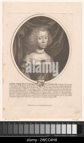 Porträt von Maria Anna van Austria, Pierre Daret, Pierre Daret, 1652 Printdrucker: Französin: ParisParis Papierstich historischer Personen. Waffenlager, Heraldik. Queensize-Bett Stockfoto