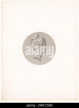 Medaille mit Porträt von Amable Tastu, Achille Collas (möglich), 1815 - 1859 Druck Frankreich Papier historische Personen - BB - Frau. Ornament  Medaillon Stockfoto