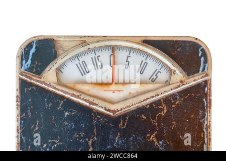 Vintage verwitterte Waage isoliert auf weißem Hintergrund Stockfoto