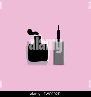 Eyeliner-Behälter mit Applikator-Illustration Stock Vektor