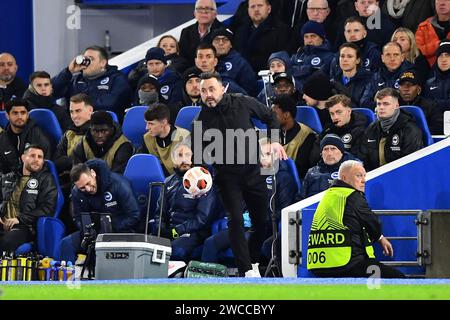 Trainer von Brighton und Hove Albion Roberto de Zerbi - Brighton & Hove Albion gegen Olympique de Marseille, UEFA Europa League, Amex Stadium, Brighton, Großbritannien - 14. Dezember 2023 Stockfoto