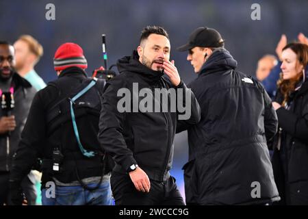 Manager von Brighton und Hove Albion Roberto de Zerbi in Vollzeit - Brighton & Hove Albion gegen Olympique de Marseille, UEFA Europa League, Amex Stadium, Brighton, Großbritannien - 14. Dezember 2023 Stockfoto