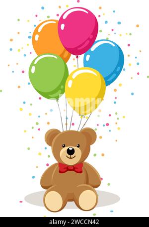 Teddybär mit Ballons Stock Vektor