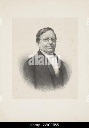 Porträt von Abraham Jacob van der AA, Adrianus Johannes Ehnle, 1829 - 1863 Druck die dargestellte Person trägt eine Brille. Papier. Historische Personen (+ (Vollporträt). Brillen, Brillen Stockfoto