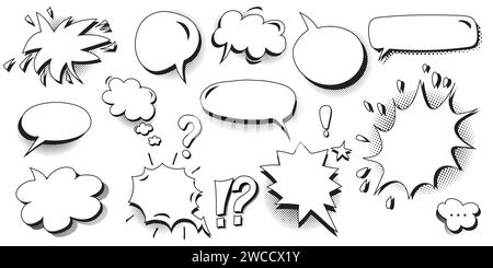 Satz von Sprechblasen. Halbton Schatten. Vector Illustration Stock Vektor