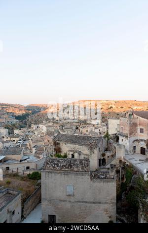 Nahaufnahmen von Matera, einer italienischen Stadt, die zum UNESCO-Weltkulturerbe gehört. Stockfoto