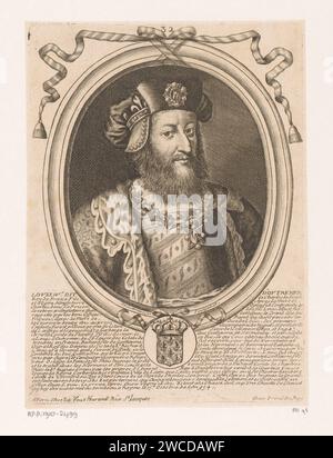 Porträt von Lodewijk IV., Nicolas de Larmessin (I), in oder nach 1710, oben nummeriert: 32. Verlag: ParisFrance Papierstich / Ätzen historischer Personen. king Stockfoto