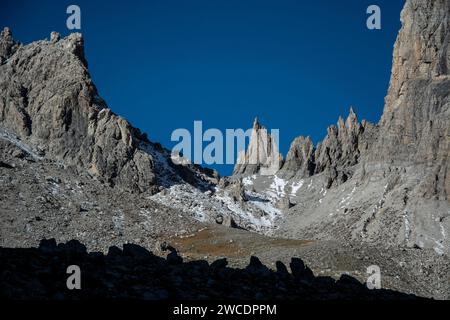 Parc Ela: Aufstieg von der Ela-Hütte zum Ela-Pass Stockfoto