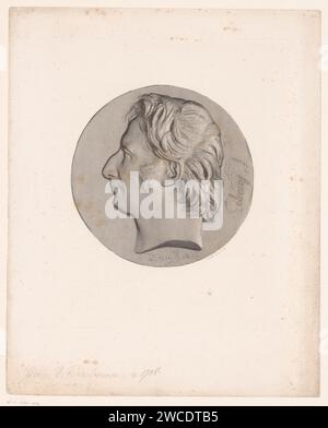 Medaillon Put Portret van Francois Arago, Achille Collas (möglich), Pierre Jean David d'Angers, 1832 Druck Frankreich Papier historische Personen. Ornament  Medaillon Stockfoto