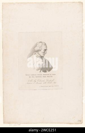 Portret Van Kardinaal Ercole Consalvi, Angelo Testa, in ONT nach 1785 Druck Italien Papierstich historischer Personen. kardinal Stockfoto
