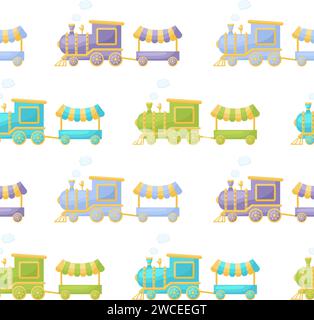 Niedliches nahtloses Kindermuster mit Zügen. Kreative Textur für Kinder für Stoffe, Verpackungen, Textilien, Tapeten, Bekleidung. Vektorabbildung Stock Vektor