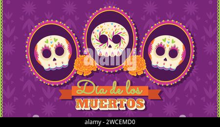 Niedliches DIA de los muertos Poster Vektor Stock Vektor