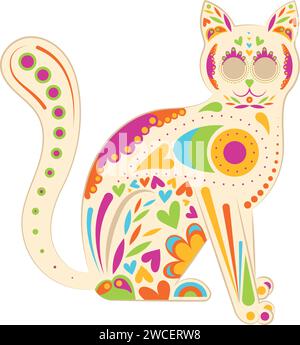 Dia de los muertos gemalte Katze Vektor Stock Vektor
