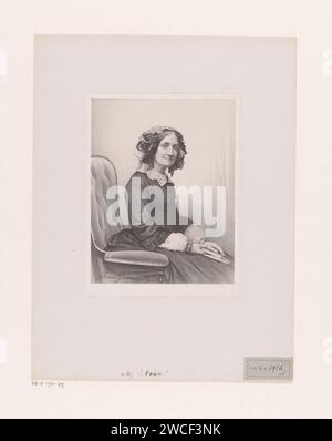 Porträt einer unbekannten Frau, evtl. Petronella Voûte, Antonie Johannes Groeneveldt, 1834–1883 Druck die dargestellte Person befindet sich in einem Sessel mit einem Buch in der Hand. Utrecht-Papier. Historische Personen - BB - Frau (+ halblanges Porträt) Stockfoto