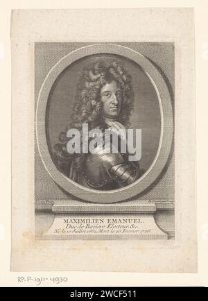 Porträt von Maximilian Emanuel II. Van Beijeren, Dominique Sornique, nach Joseph Vivien, 1755 - 1765 Druck Paris Papierstich / Gravur historischer Personen. Rang in der Armee Stockfoto