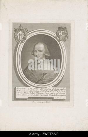 Portret Van Kardinaal Ercole Consalvi, Carlo Antonini, 1795 - 1805 drucken oben links und oben rechts ein Wappen. Druckerei: Italien Verlag: Rom Papierstich historischer Personen. kardinal Stockfoto