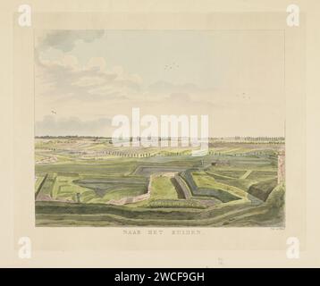 Blick auf die Landschaft südlich von Nijmegen, Derk Anthony van de Wart, 1815 - 1824 Druck Rollende Landschaft südlich von Nijmegen mit einer Mauer. Der Druck ist Teil einer Reihe von neun Drucken, einschließlich des Titeldrucks. Nijmegen-Papier. Aquarellfarben (Farbe) Ätzen/Pinsellandschaften. Zaun, Mauer, Blässe Nijmegen Stockfoto