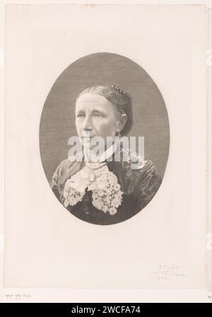 Porträt einer unbekannten Frau, vielleicht Mrs. Boulez, Auguste Danse, 1882 Druckpapier, das anonyme historische Person graviert, die allein dargestellt wurde Stockfoto