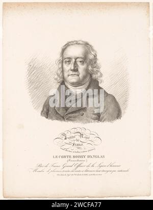 Porträt des Schriftstellers Francois-Antoine de Boissy d’Anglas, Julien-Léopold Boilly, 1820 Druck Pariser Papier historische Personen. Porträt eines Schriftstellers Stockfoto