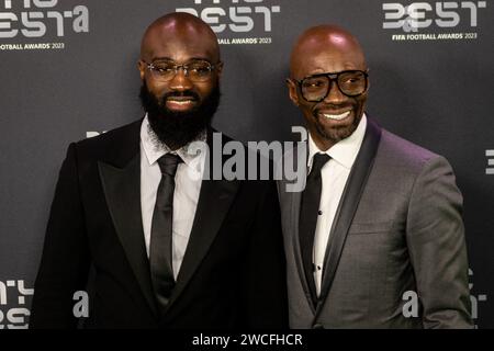 London, Großbritannien. Januar 2024. Christian Makelele und Claude Makelele kommen während der FIFA Best Awards 2024 in London, England. (Pedro Porru/SPP) Credit: SPP Sport Press Photo. /Alamy Live News Stockfoto