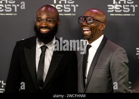 London, Großbritannien. Januar 2024. Christian Makelele und Claude Makelele kommen während der FIFA Best Awards 2024 in London, England. (Pedro Porru/SPP) Credit: SPP Sport Press Photo. /Alamy Live News Stockfoto