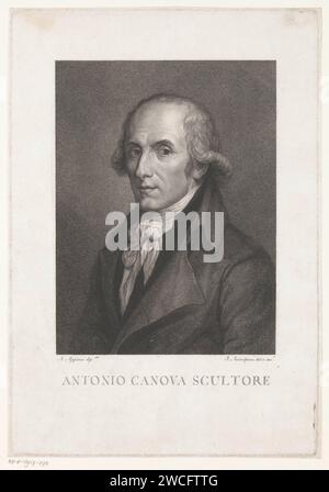 Porträt des Bildhauers Antonio Canova, Francesco Rosaspina, nach Andrea Appiani, 1772 - 1841 Druck Italien Papierstich historische Personen. Porträt, Selbstporträt des Künstlers Stockfoto