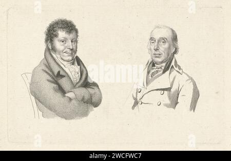 Porträts von Adriaan van der Willigen und Roeland van Eynden, Jacob Ernst Marcus, nach Hendrik Willem Caspari, 1815 Printporträts der Künstler Adriaan van der Willigen und Roeland van Eynden. Amsterdamer Papierätzung Stockfoto